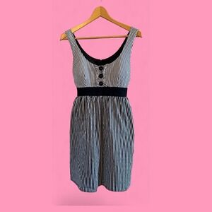 City Triangles Juniors 11 Striped Sleeveless Black and White Lined Dress Y2K‎